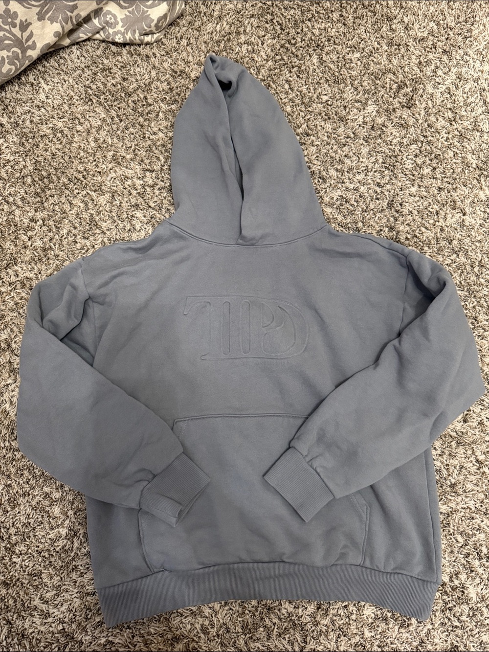 Taylor Swift TTPD Hoodie in Slate Gray with Embossed Logo